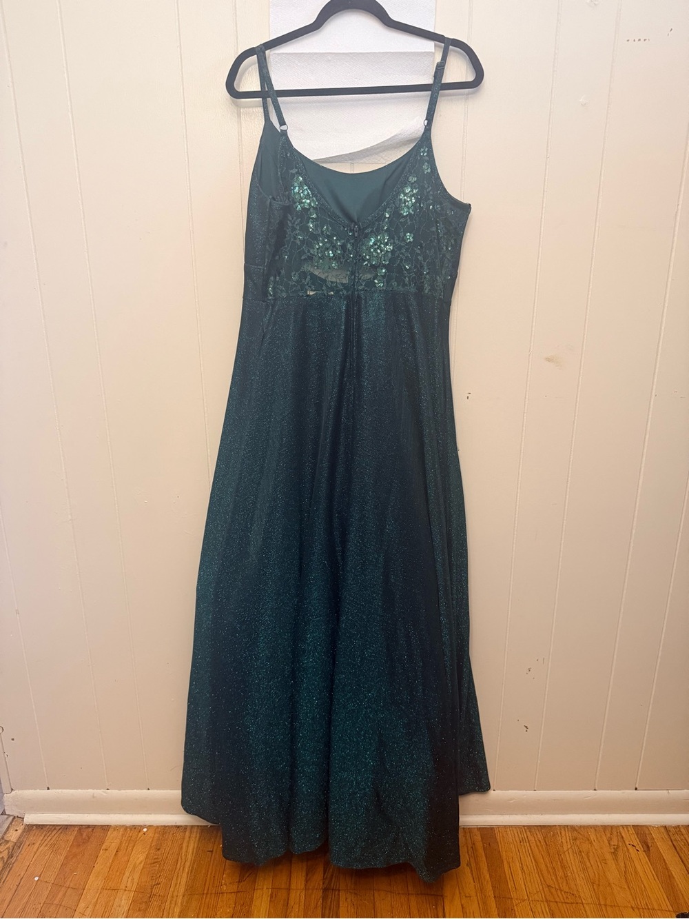 Emerald Green Sparkle Sequin Evening Dress